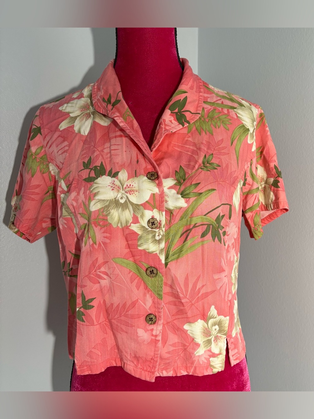 Tropical Hawaiian 100% Rayon Floral Button-Down Shirt